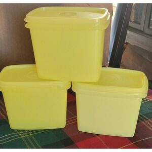 3 Vintage Tupperware Yellow Shelf Saver #1243-1